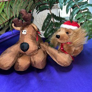 VTG📌 PRESTIGE TOY  1987 Christmas Dog and his Friend a Elk